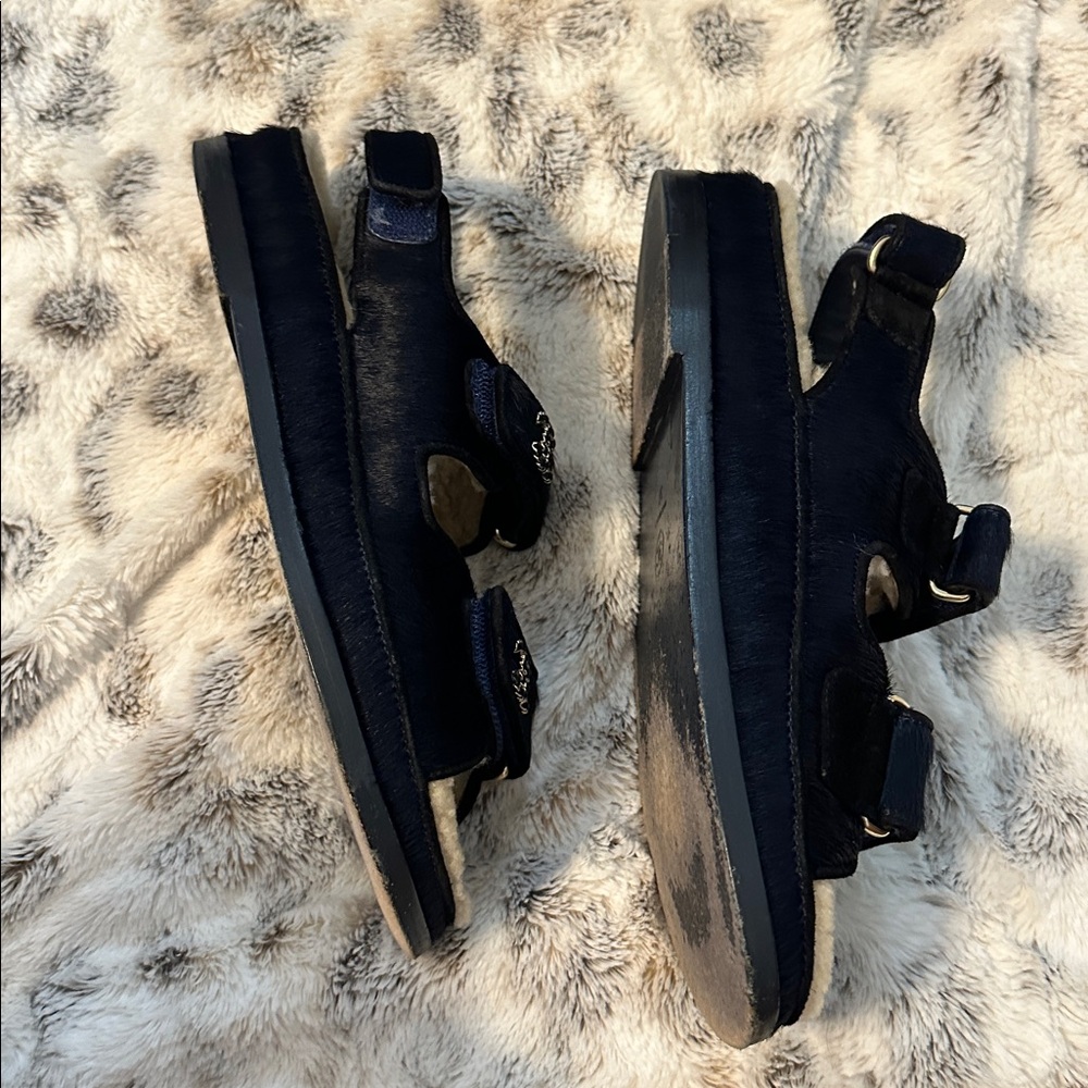 CHANEL Black Sandals with Silver Logo - Picture 3 of 3